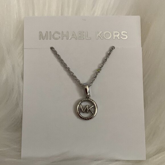 MICHAEL KORS Logo Pendant Necklace in Silver - Picture 1 of 2